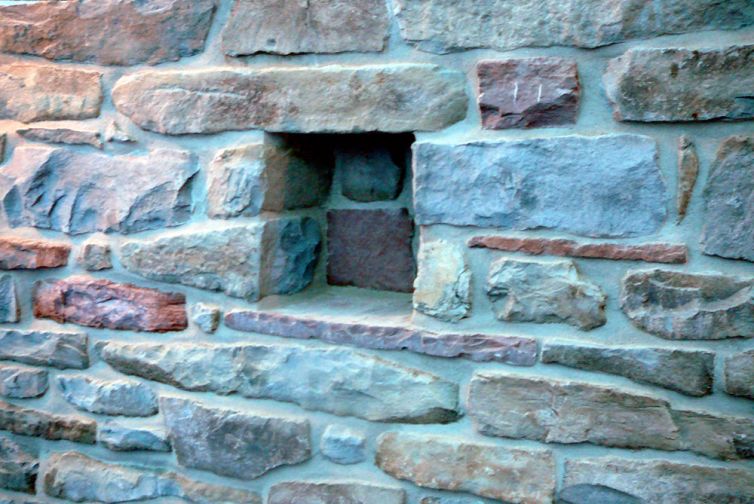 Detail of recessed opening in stone wall