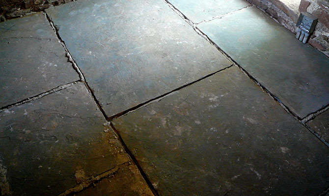 Stone floor in springhouse